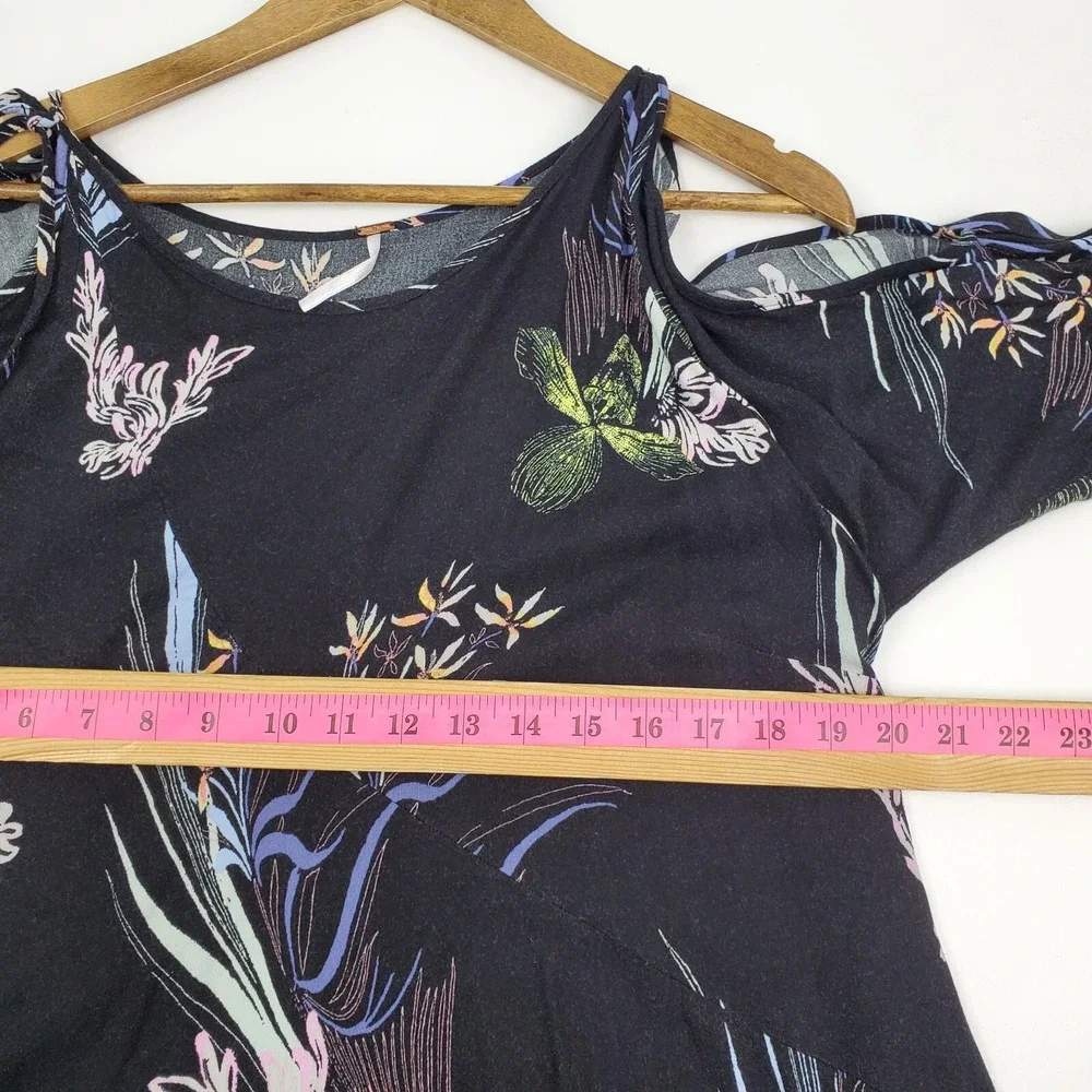 Free People Black Floral One-Shoulder Cold-Shoulder Dress